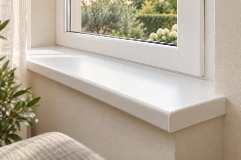 White internal uPVC sill beneath a uPVC window
