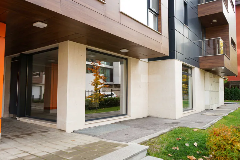 Glazed ground floor of a residential building