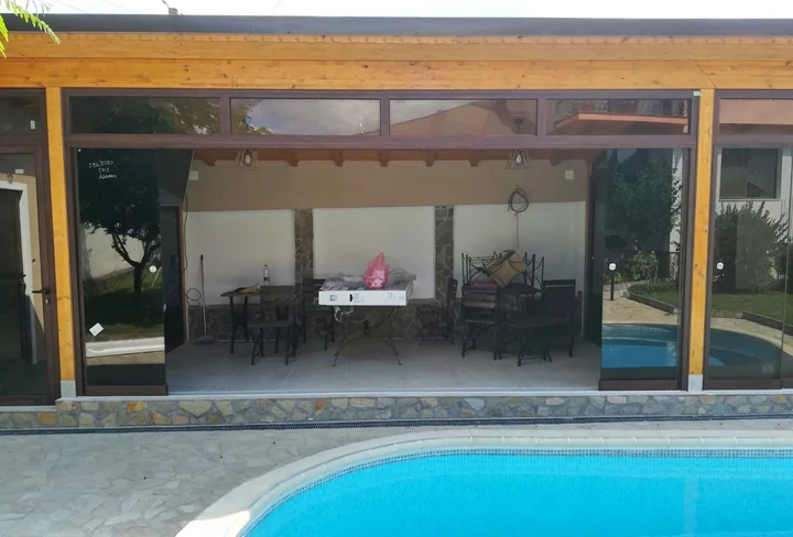 Poolside glazing — open view