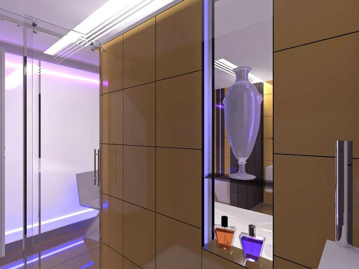 Interior glazing with decorative lighting