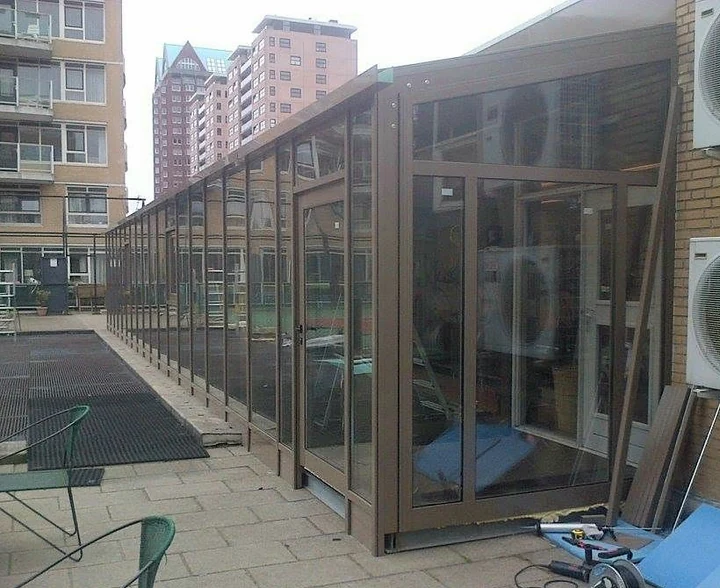 Terrace glazing — during installation